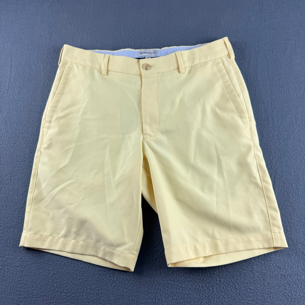 Peter Millar Shorts Mens 32* Yellow Salem Performance Crown Crafted Golf Stretch